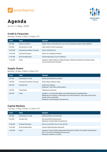 Agenda - as of 11 May